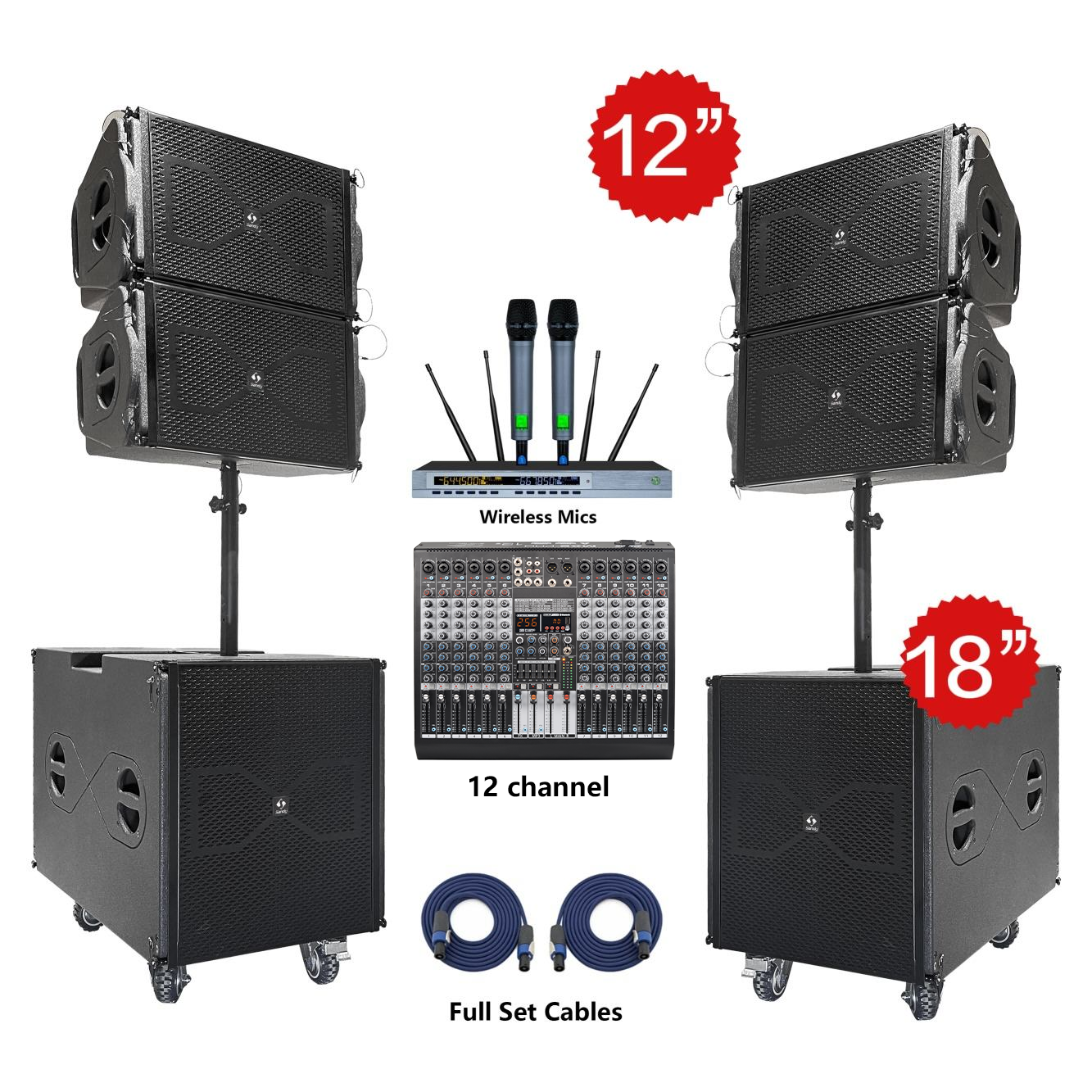 Sandy K6 professional active line array system with 12-inch speaker and 18-inch active subwoofer for outdoor concerts church audio and wholesale sound equipment