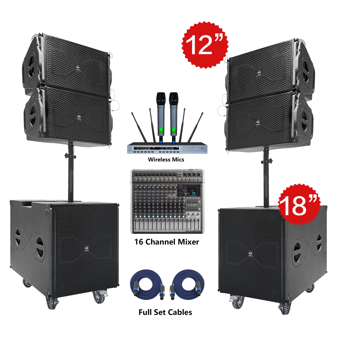 Sandy MX 2.1 K6 active 12 inch line array speaker system portable waterproof amplified PA sound system for wholesale and commercial audio